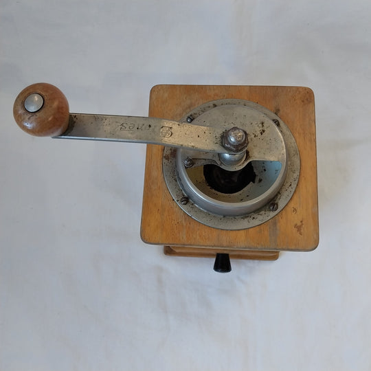 Vintage Pe De Dienes Wooden Hand Mill Coffee Grinder German