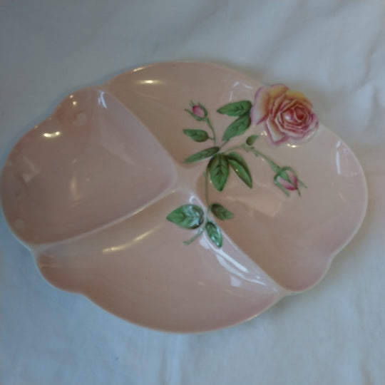 Royal Winton Grimwades Raised Rose Divided Serving Dish