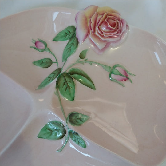 Royal Winton Grimwades Raised Rose Divided Serving Dish