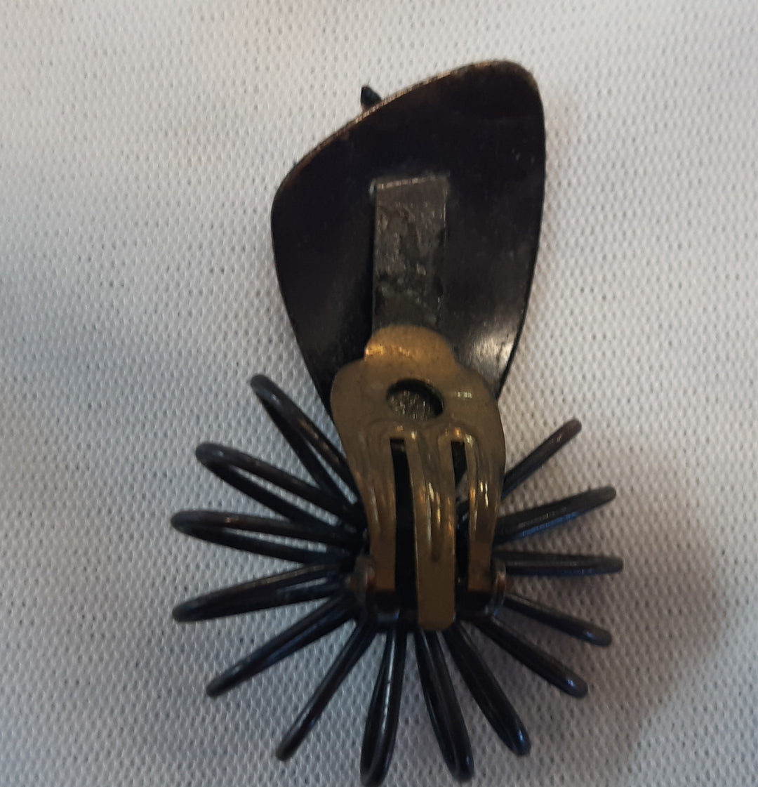 vintage cooper look clip on earring and brooch