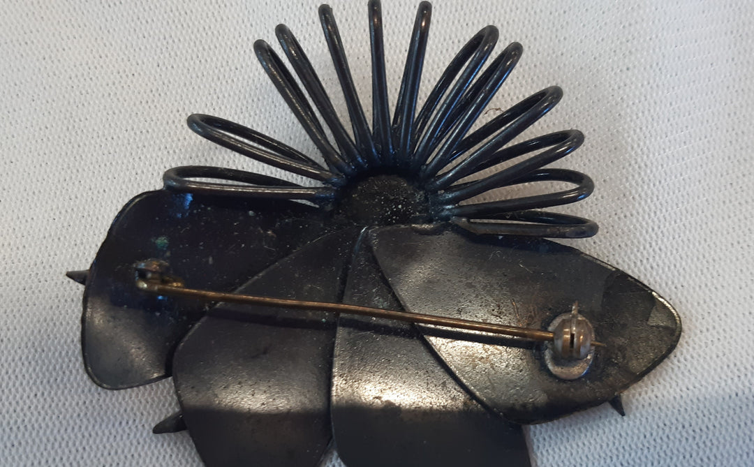 vintage cooper look clip on earring and brooch