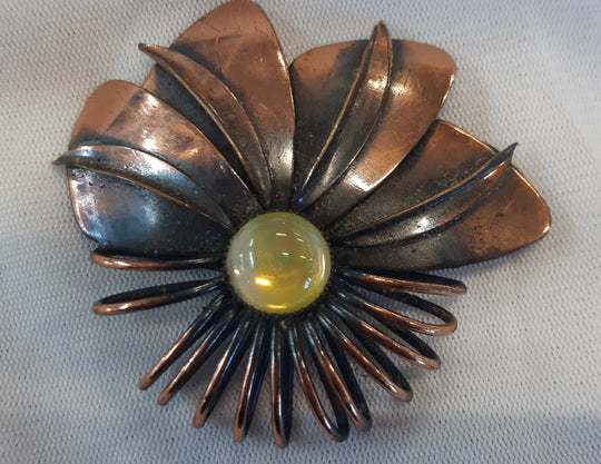 vintage cooper look clip on earring and brooch