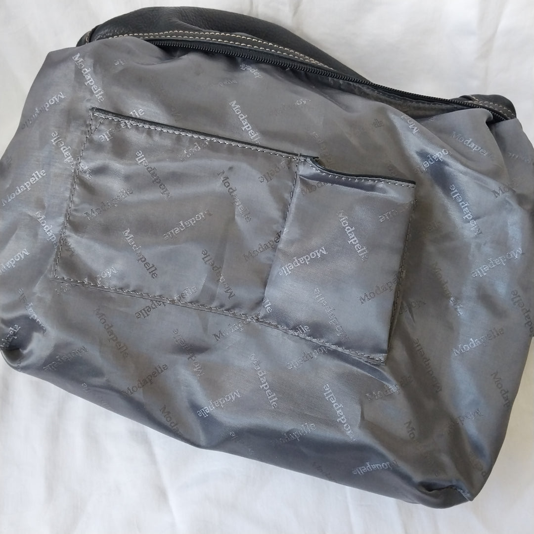 Modapelle Italian Leather Handbag Black Pebbled Leather As New Condition