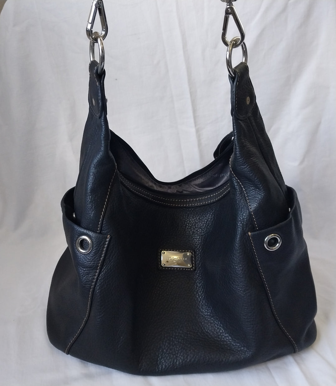 Modapelle Italian Leather Handbag Black Pebbled Leather As New Condition