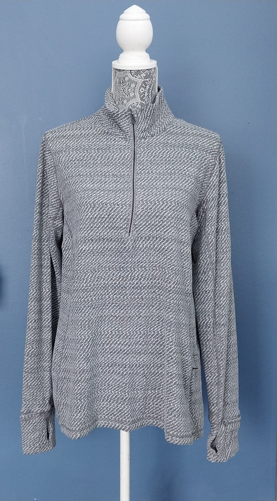 lululemon Womens Long Sleeve 1/2 zip Top size 12 Grey/White
