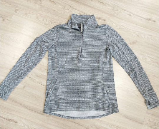 lululemon Womens Long Sleeve 1/2 zip Top size 12 Grey/White