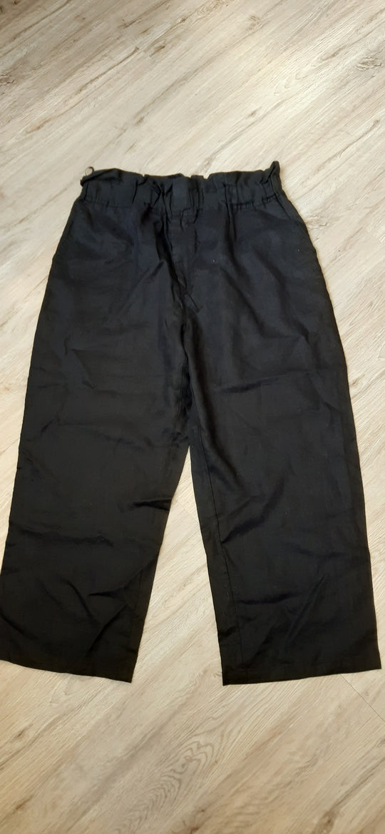 Seed black 100% Linen elastac waist size 16 wide leg pants