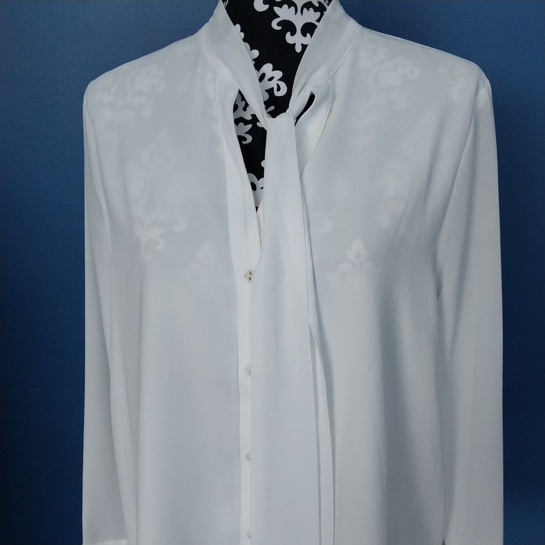 ATMOS & HERE Women's long sleeve front tie blouse Size 14 white