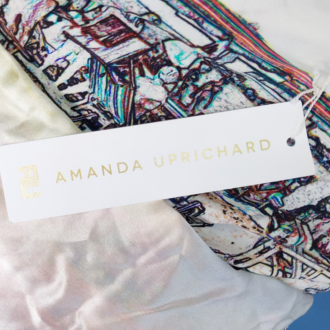AMANDA UPRICHARD Multi-coloured shoulder strap dress, Size M, 100% Silk BNWT Made in USA
