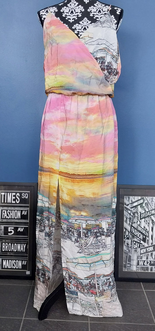 AMANDA UPRICHARD Multi-coloured shoulder strap dress, Size M, 100% Silk BNWT Made in USA