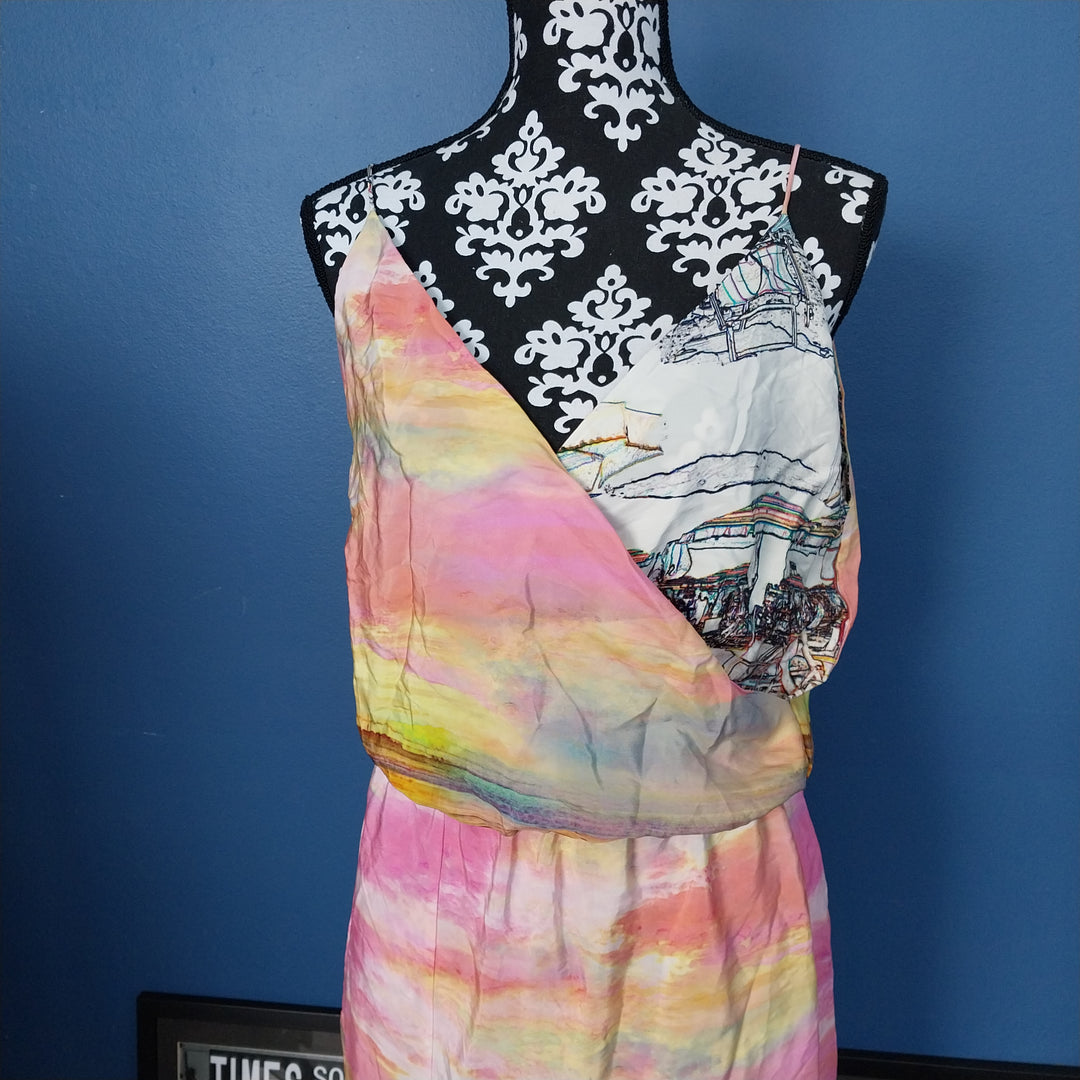 AMANDA UPRICHARD Multi-coloured shoulder strap dress, Size M, 100% Silk BNWT Made in USA