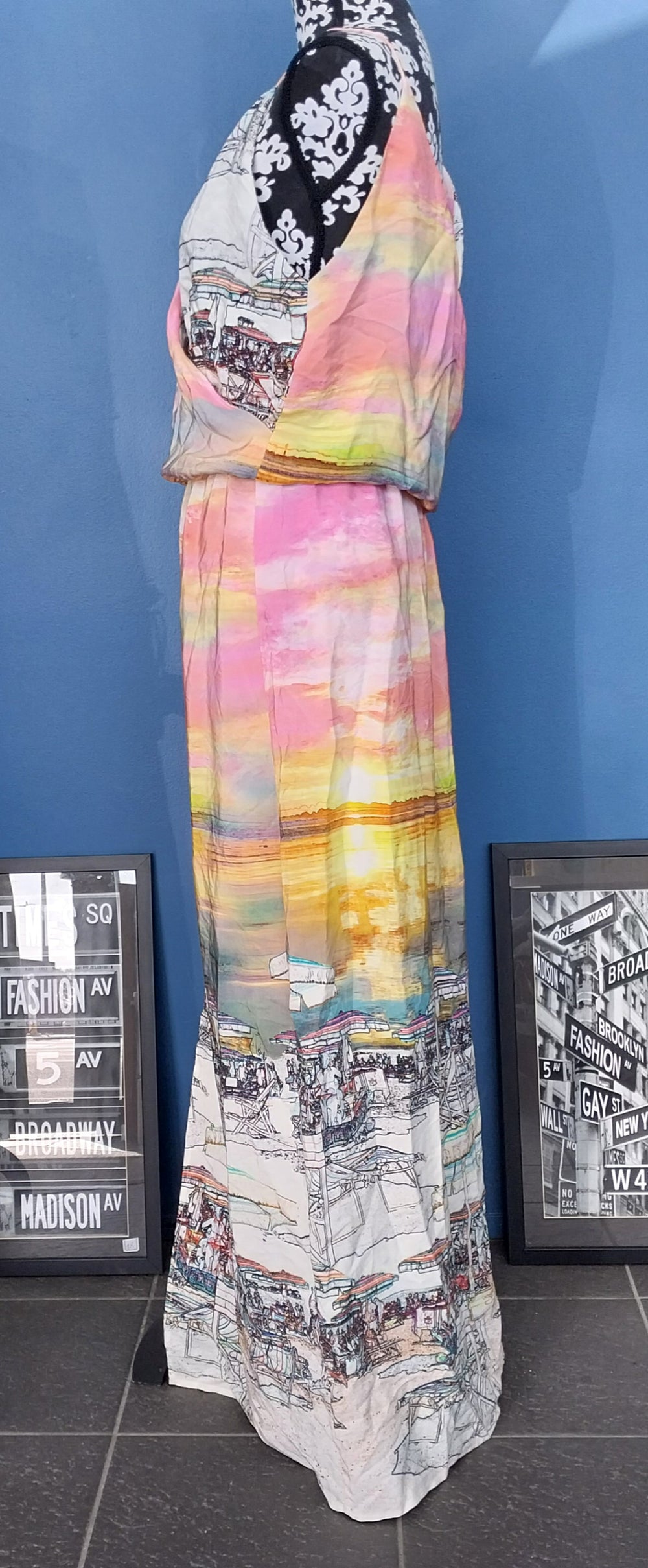AMANDA UPRICHARD Multi-coloured shoulder strap dress, Size M, 100% Silk BNWT Made in USA