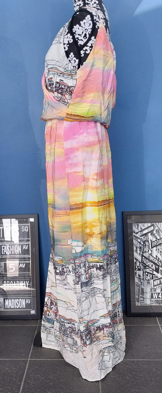 AMANDA UPRICHARD Multi-coloured shoulder strap dress, Size M, 100% Silk BNWT Made in USA