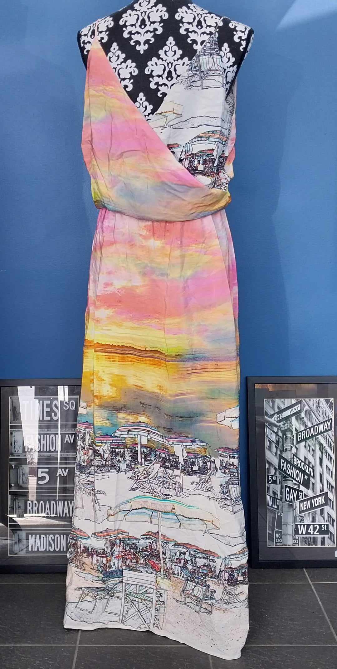 AMANDA UPRICHARD Multi-coloured shoulder strap dress, Size M, 100% Silk BNWT Made in USA