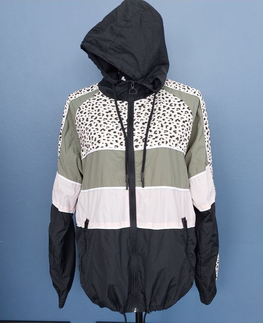 allabouteve. multi-coloured long-sleeved hooded jacket, size 10