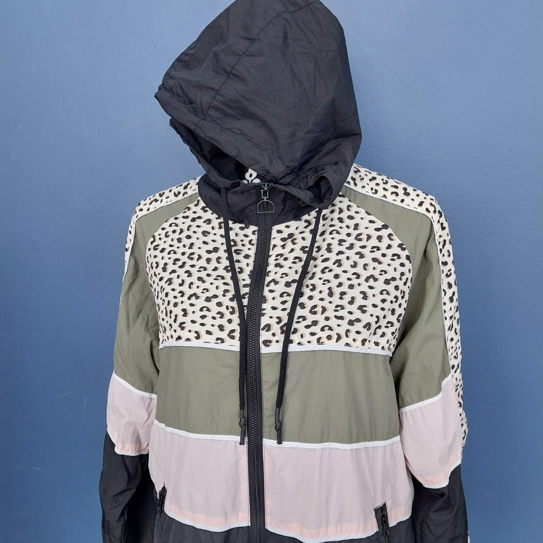 allabouteve. multi-coloured long-sleeved hooded jacket, size 10