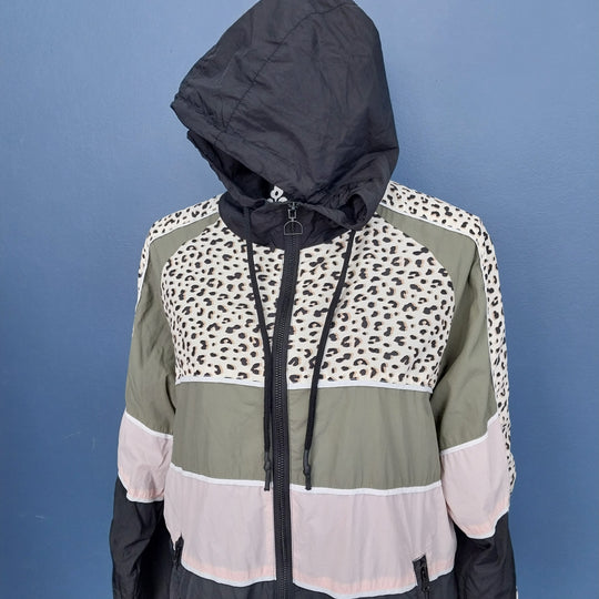 allabouteve. multi-coloured long-sleeved hooded jacket, size 10