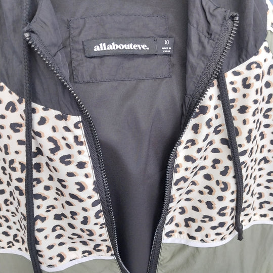 allabouteve. multi-coloured long-sleeved hooded jacket, size 10