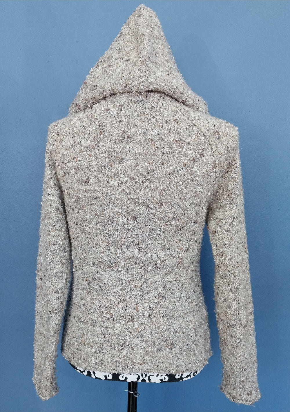 ESPRIT/edc  hooded zip-front long-sleeve cardigan, textured knitted in oatmeal colour, size S
