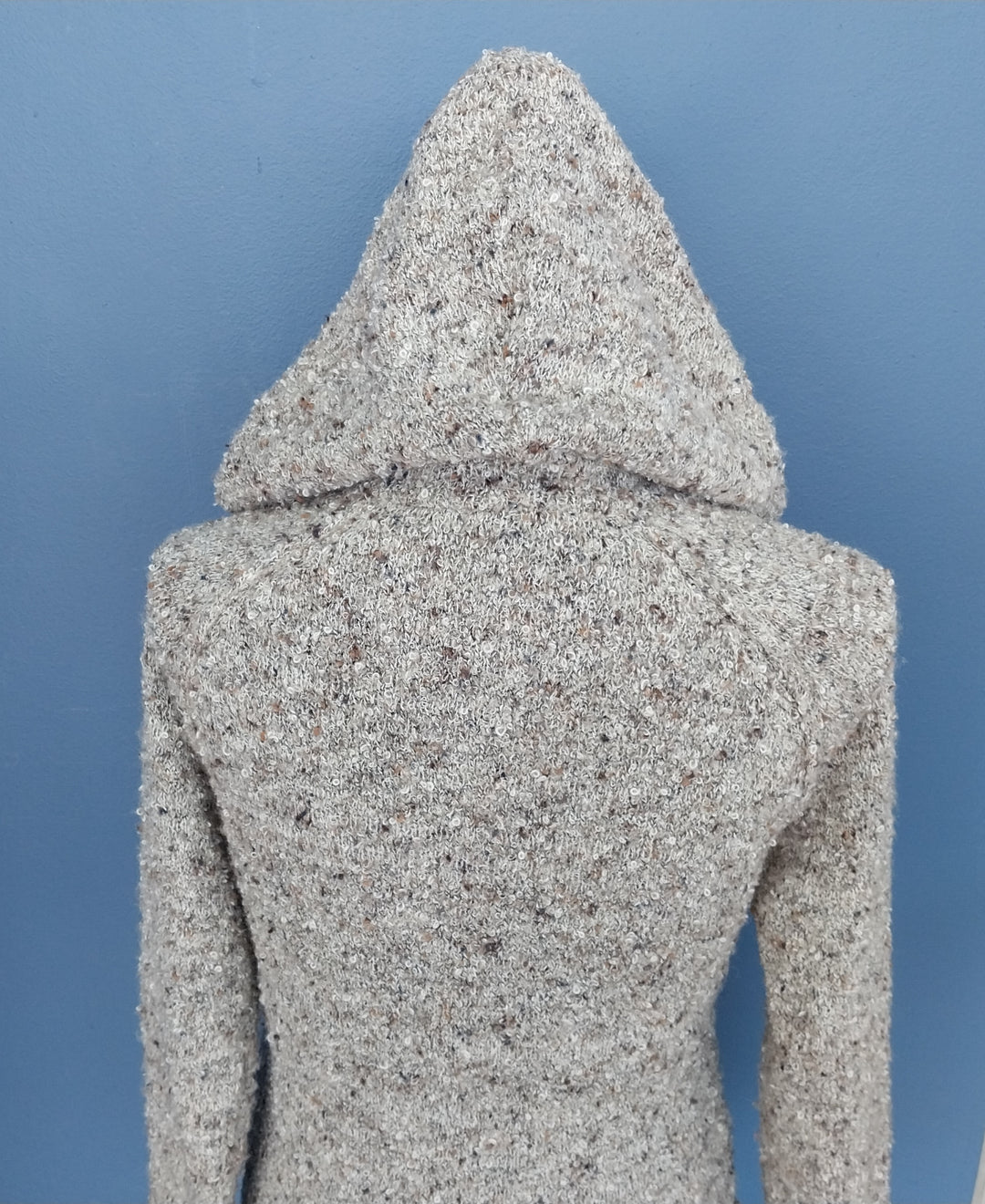 ESPRIT/edc  hooded zip-front long-sleeve cardigan, textured knitted in oatmeal colour, size S
