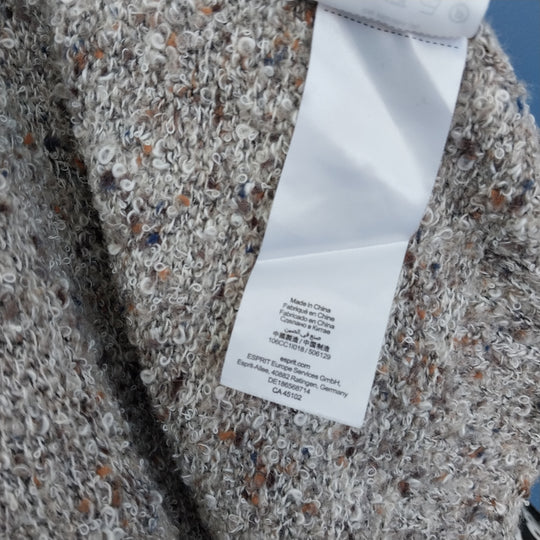 ESPRIT/edc  hooded zip-front long-sleeve cardigan, textured knitted in oatmeal colour, size S