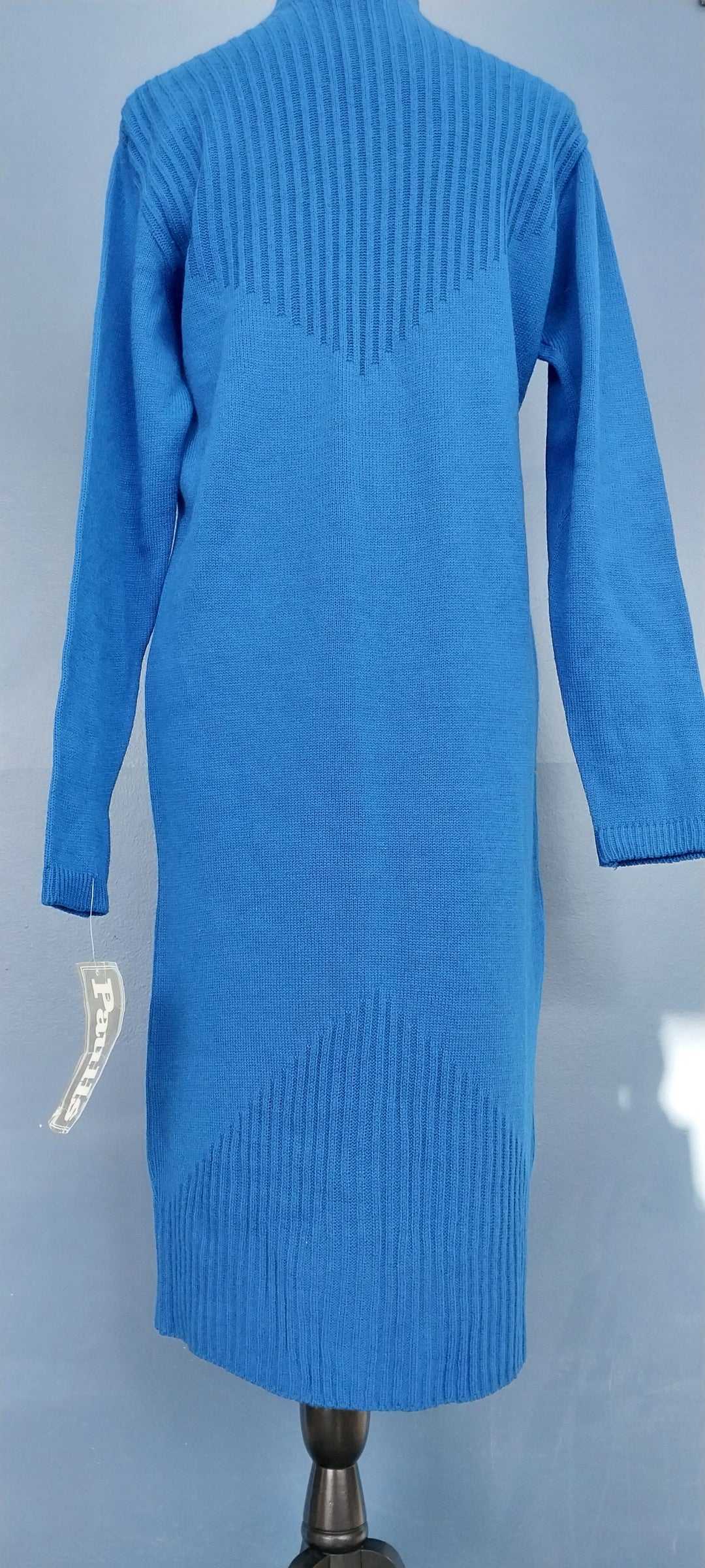 Vintage NZ Paulls ,Limited Editions label, royal blue knit dress, size 12,  BNWT