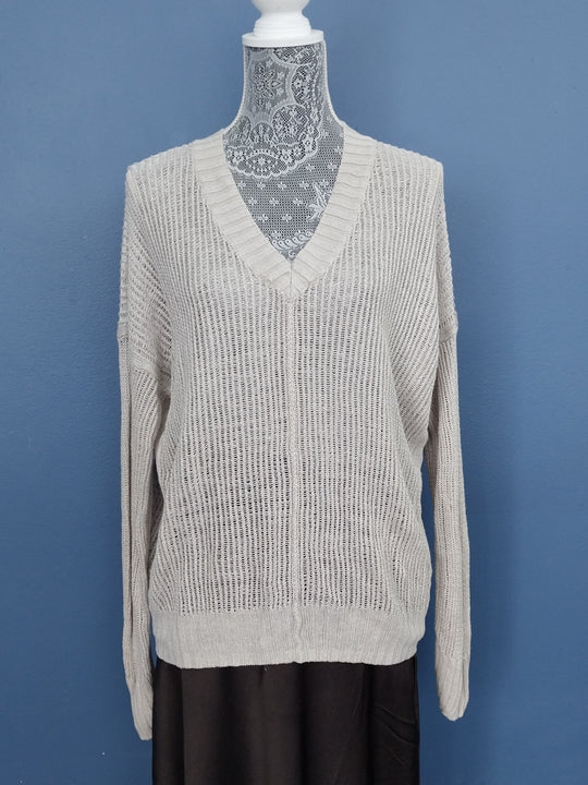 Country Road Women's Linen Mesh Knit Pullover size M Beige