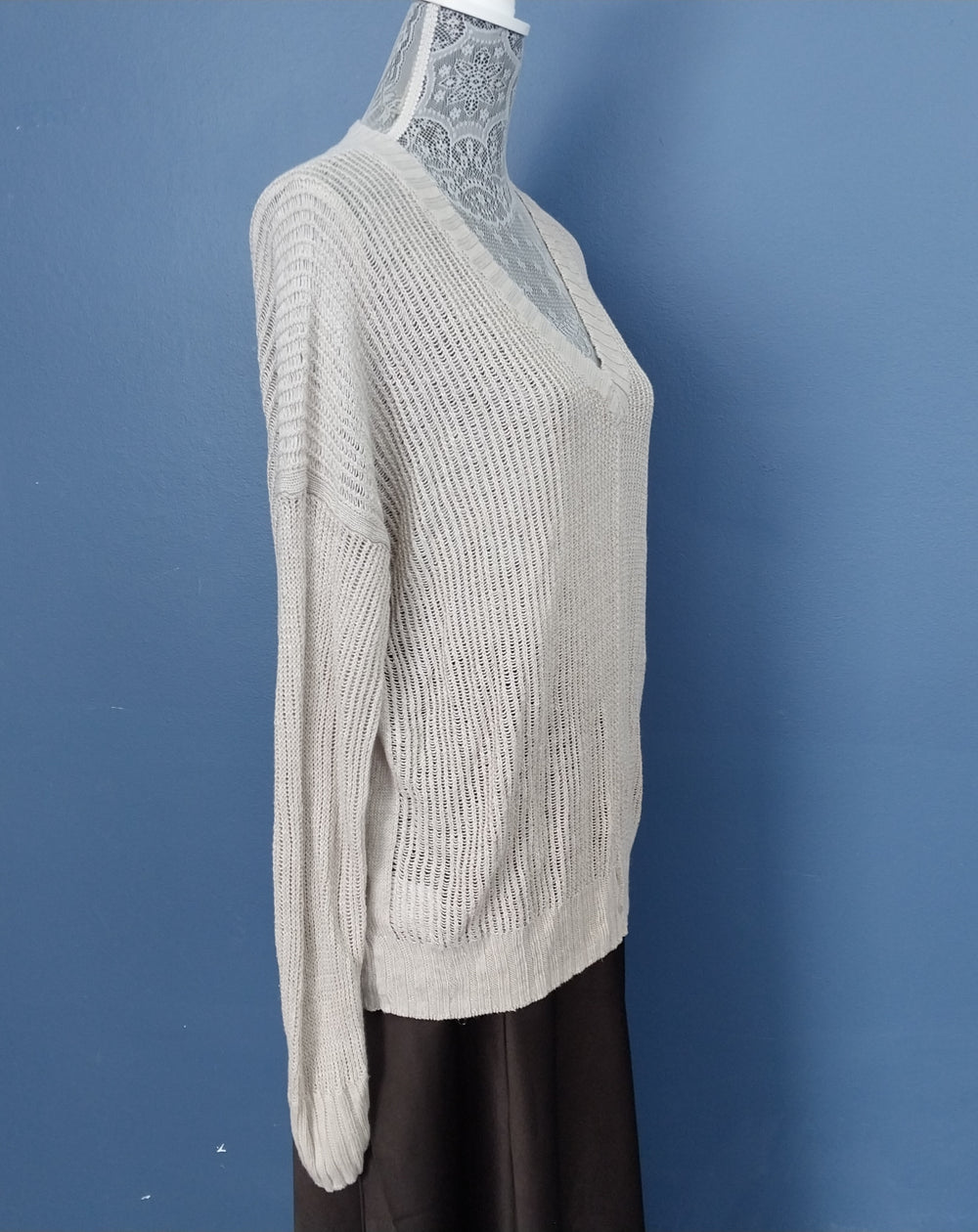 Country Road Women's Linen Mesh Knit Pullover size M Beige