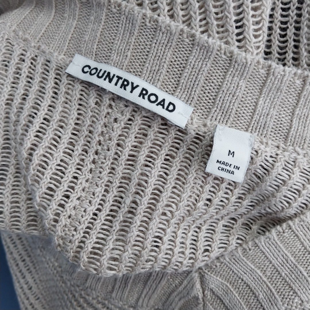 Country Road Women's Linen Mesh Knit Pullover size M Beige