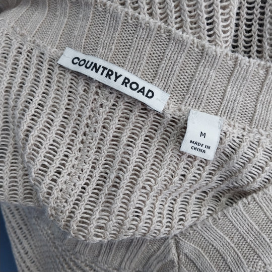 Country Road Women's Linen Mesh Knit Pullover size M Beige