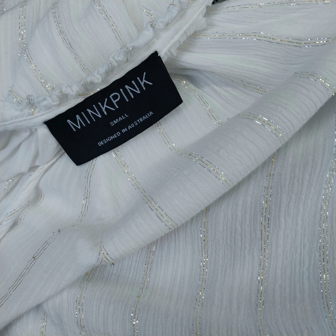 Mink Pink Long Sleeve Blouse size S White