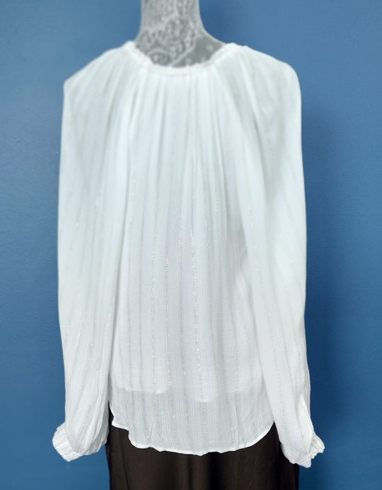 Mink Pink Long Sleeve Blouse size S White
