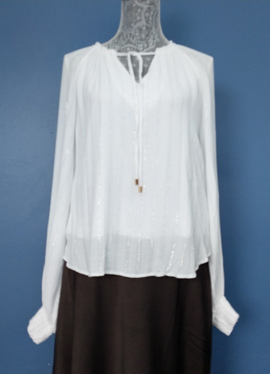 Mink Pink Long Sleeve Blouse size S White