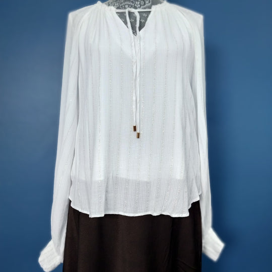 Mink Pink Long Sleeve Blouse size S White