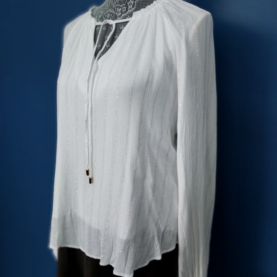 Mink Pink Long Sleeve Blouse size S White