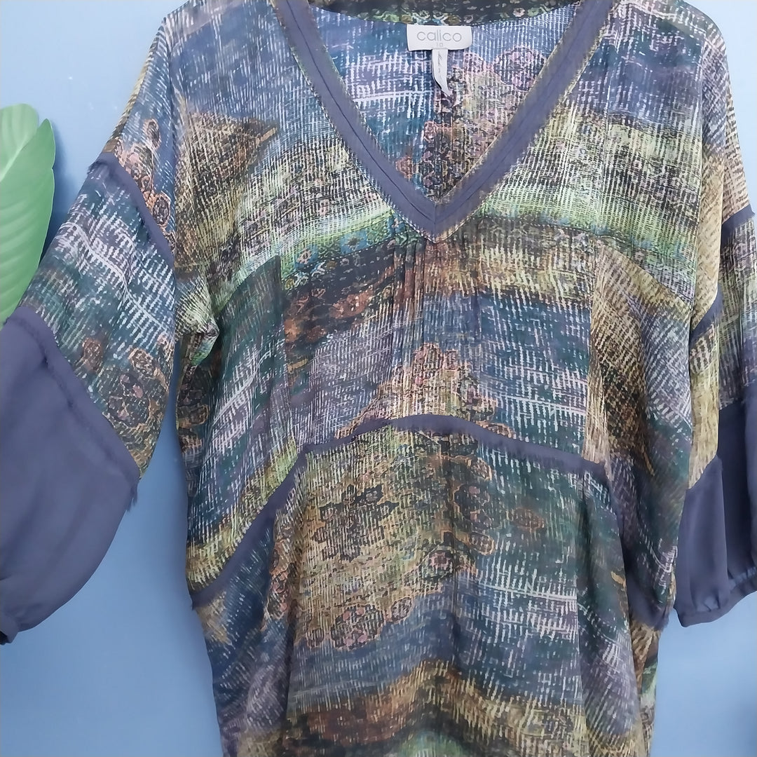 NZ Designed Calico Women's Blouse size 10
