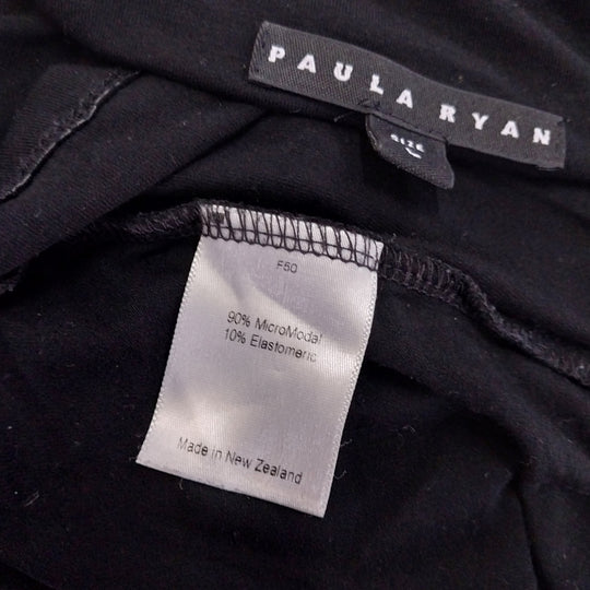 Paula Ryan Cross Over Drape Front Top Size L , Black Made In NZ