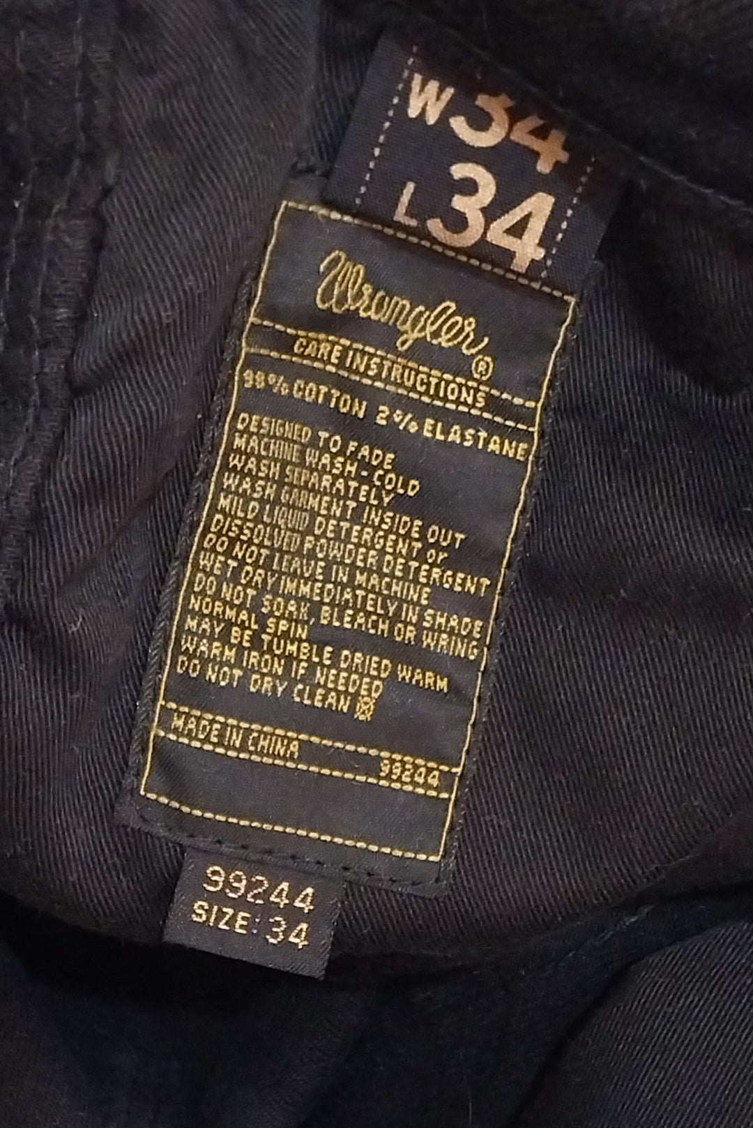 Wrangler Stomper Jeans Mens Size 34/34 Black