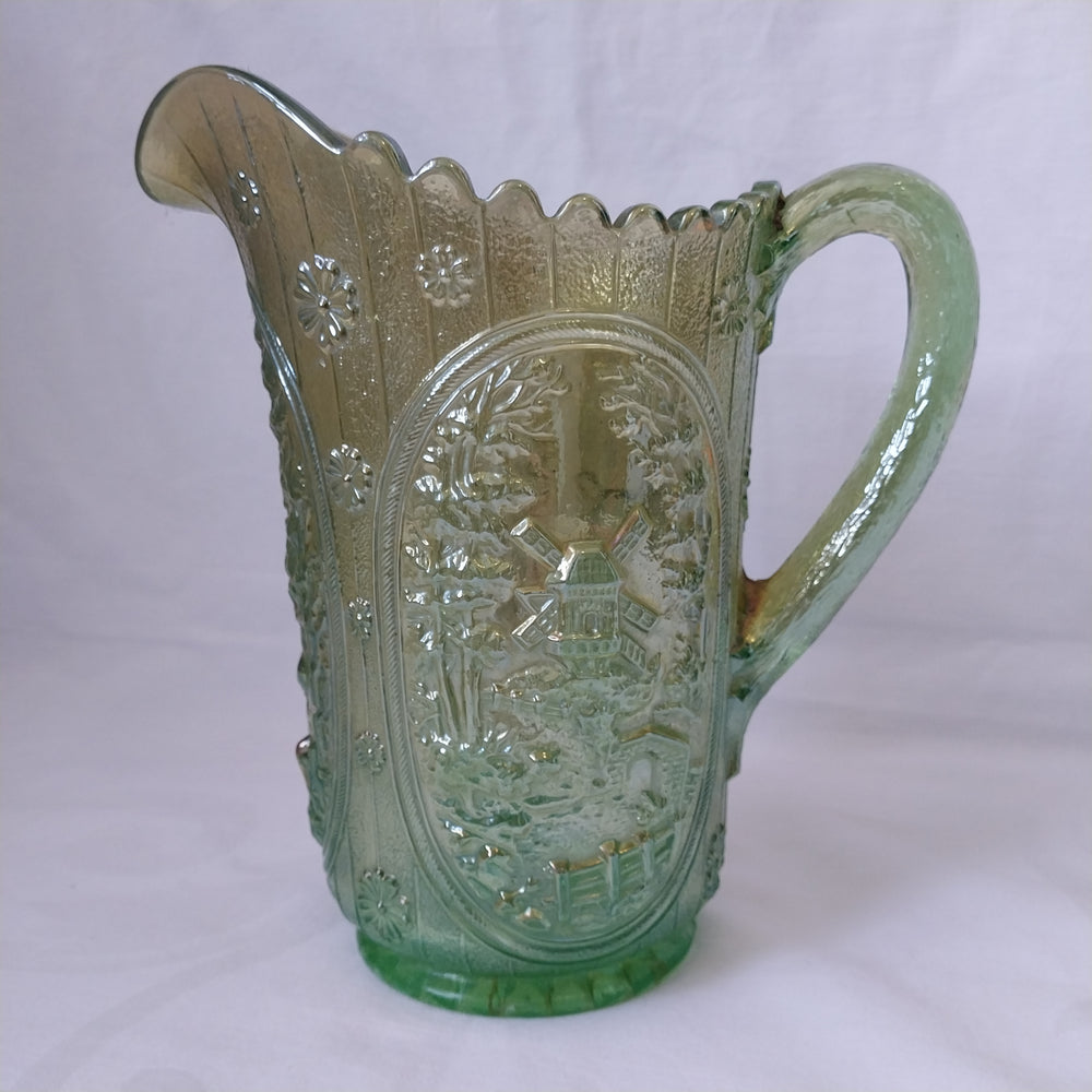 Imperial Windmill Helios Glass Pitcher Uranium