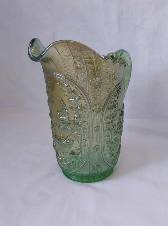 Imperial Windmill Helios Glass Pitcher Uranium