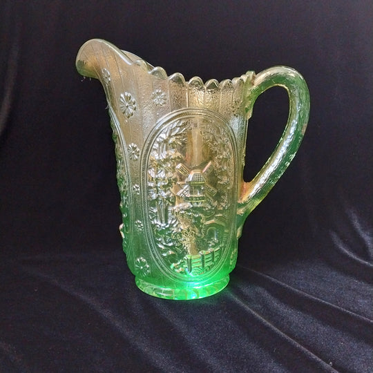 Imperial Windmill Helios Glass Pitcher Uranium