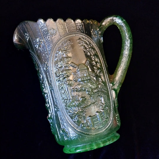 Imperial Windmill Helios Glass Pitcher Uranium