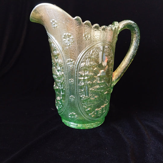 Imperial Windmill Helios Glass Pitcher Uranium
