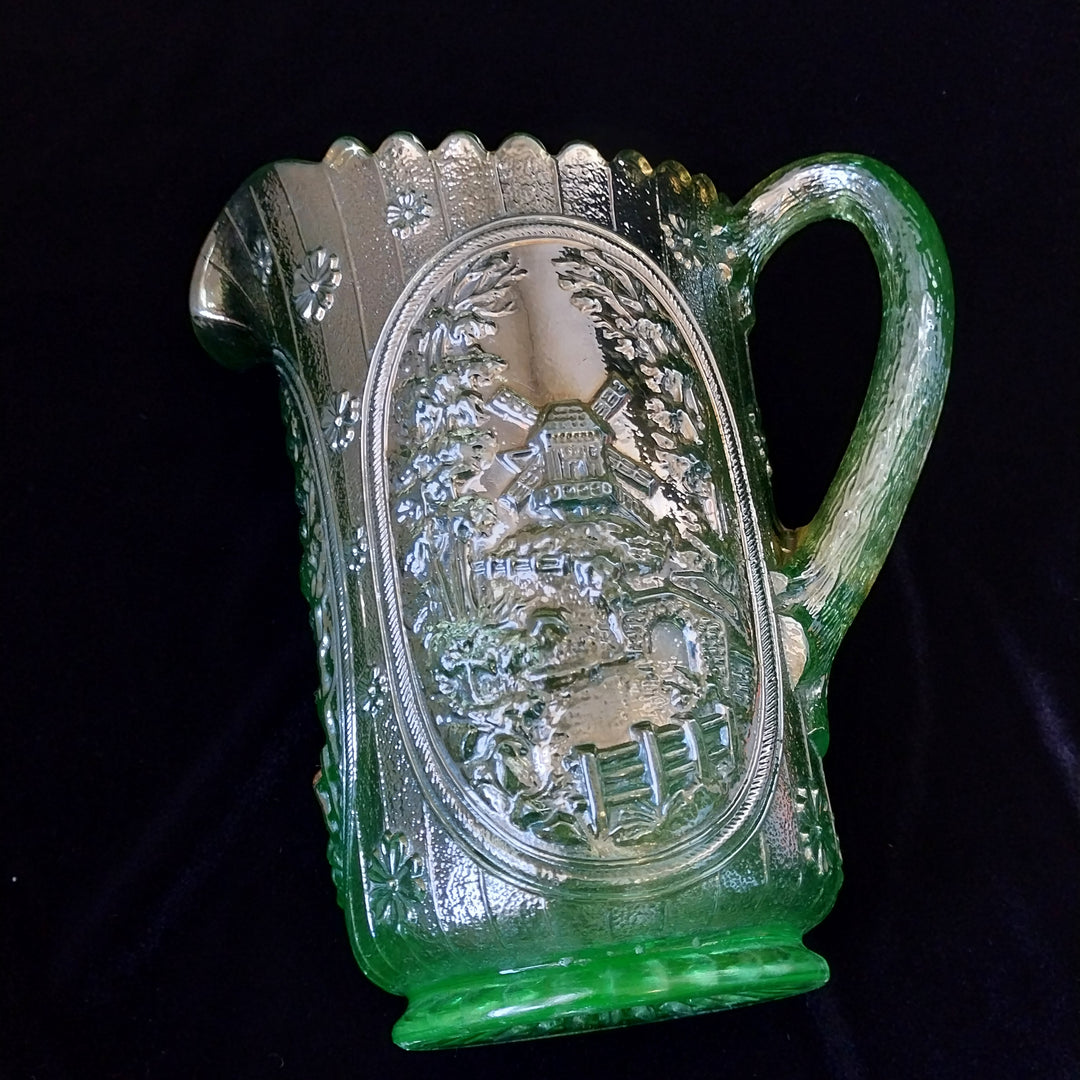 Imperial Windmill Helios Glass Pitcher Uranium