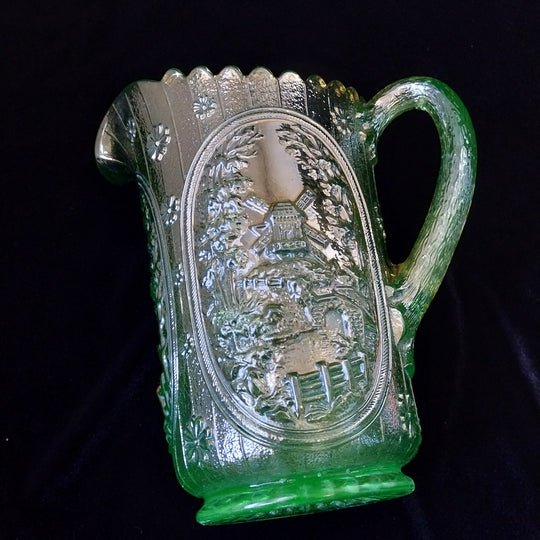 Imperial Windmill Helios Glass Pitcher Uranium