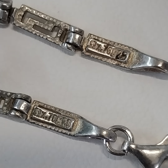 Vintage Sterling Silver 925 Greek Key Bracelet and Earring set