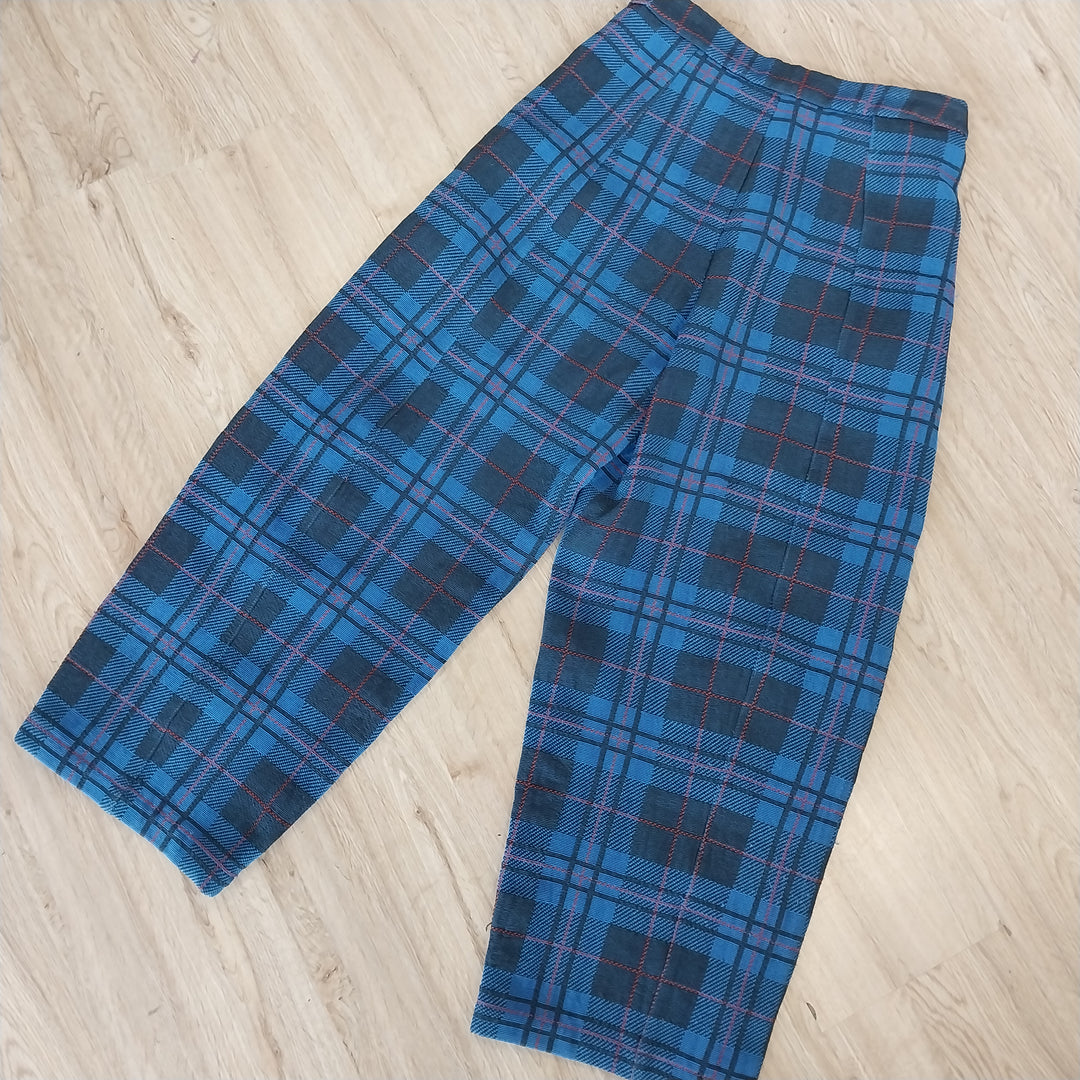 Alpha 60- Wide Leg Pants  in Tartan Size S