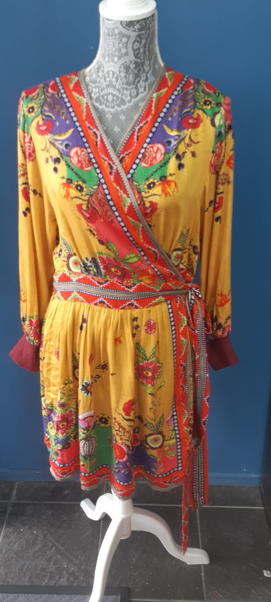 Shaye boho style rap around dress pretty   spring colours size 14