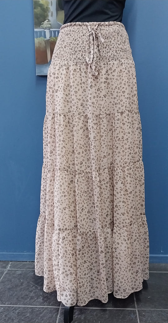 Brave + True Tiered Long Maxi Skirt Animal Print Size M