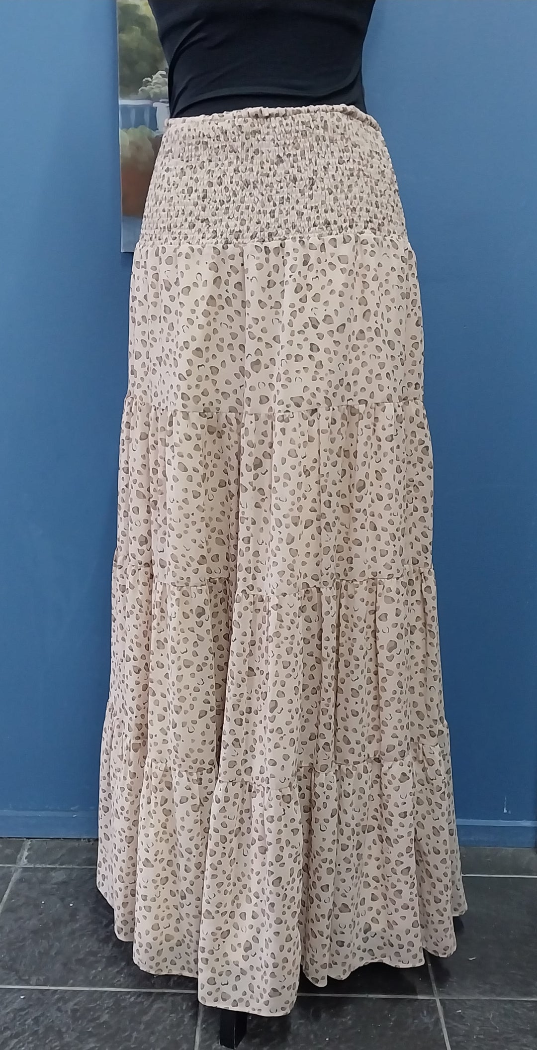 Brave + True Tiered Long Maxi Skirt Animal Print Size M